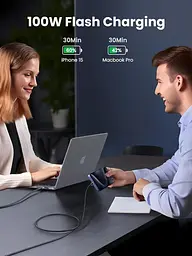 Кабель UGREEN 35985 USB-C TO USB-C Cable 100W PD Fast Charging Cable 0.5m для iPhone 15/Plus/Pro/Pro Max - мініатюра 3