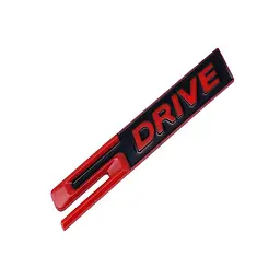 Емблема-напись S-Drive для BMW червона+чорний 111х17 мм пластик (на скотчі)