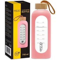 Пляшка для води 4FIZJO спортивна 750 мл скляна Pink (P-5905973404204)