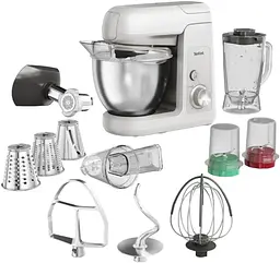 Кухонна машина Bake Partner 1100Вт, чаша-метал, корпус-пластик, насадок-8, білий Tefal kuh0015191