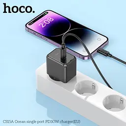 Мережевий зарядний пристрій Hoco CS15A Ocean single port PD30W charger чорний - мініатюра 2