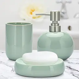 Набір аксесуарів Turquoise для ванної кімнати: дозатор, мильниця та склянка Fissman 13х10 см, 9,5х7 см, 12,5х3 см van0000655 - мініатюра 6