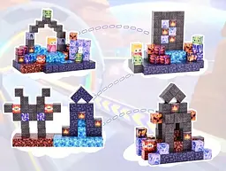 Магнітний конструктор Minecraft 100 шт + 3 фігурки кубики по грі Майнкрафт Замок Mk001016 - мініатюра 5