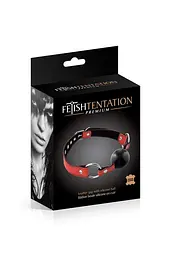 Кляп Fetish Tentation Premium Leather Gag with Silicone Ball (Red), силіконова кулька - мініатюра 2