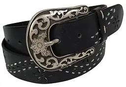 Ремінь жіночий Vanzetti Vintage дизайнерський 110 см 4 см шкіра Чорний - мініатюра 5