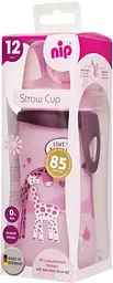 Поїльник з трубочкою Nip Straw Cup Жирафи 330 мл бузковий (35068) - мініатюра 3