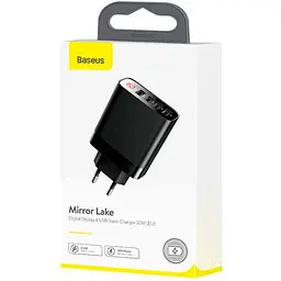 Мережевий зарядний пристрій Baseus Xiaomirror Lake Digital Display 4USB 2.4A CCJMHB-B01 Black - мініатюра 4