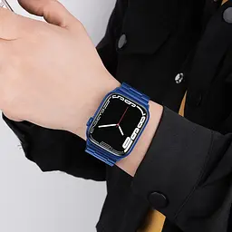 Ремінець металевий Hoco iWatch WA10 three-bead 42/ 44/ 45/ 49 mm синій - мініатюра 2