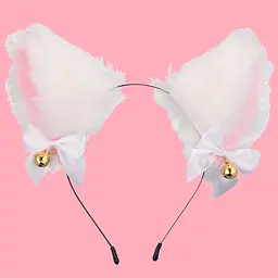 Косплей аксесуар Cat ears Котячі вушка білі AC CE 04 - мініатюра 2