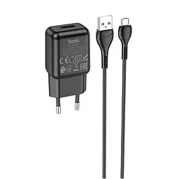 Набір зарядний Адаптер живлення мережевий Hoco C96A + кабель Micro USB set чорний - мініатюра 4