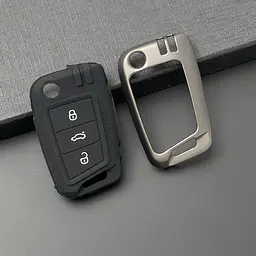 Чохол для автоключів Volkswagen із брелоком, темний хром (YT0008) - мініатюра 2