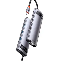 USB-хаб Baseus Metal Gleam Series 8-in-1 Multifunctional Type-C HUB Space Gray (CAHUB-CV0G) [77937] - мініатюра 4