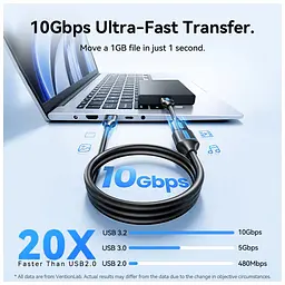 Дата кабель USB 3.2 AM/AF 2.0m 10Gbps PVC black Vention (CBOBH) - мініатюра 4