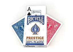 Карти гральні United States Playing Card Company Bicycle Prestige Rider Back 100% Plastic Jumbo Index (red blue) (44100) - мініатюра 4