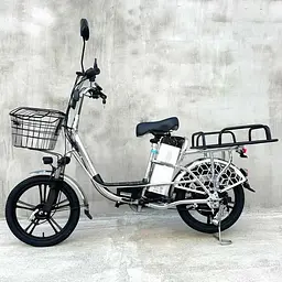 Електровелосипед E-scooter V12 двомісний 18 дюймів 600W 48V 16Ah + вантажний посилений багажник - мініатюра 2