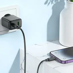 МЗП Hoco CS23A Sunlight PD30W+QC3.0 (1USB-A/1C) + кабель Type-C to Lightning Black - мініатюра 4