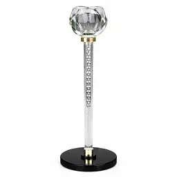 Скляний свічник Yiwu Crystal Pillar 22 см на стіл високий декоративний геометричний підсвічник елегантний інтер'єр романтика HP-7-26