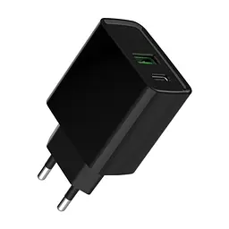 Зарядний пристрій Gembird 1xUSB-A + 1 Type-C (PD20Вт + QC3.0 18Вт) black (TA-UC-PDQC20-01-BK) - мініатюра 2