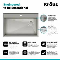 Кухонна мийка Kraus Kore KWT310-33, Нержавіюча сталь - мініатюра 5