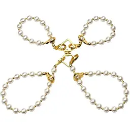 Перлинний нашийник з повідцем та наручниками Lockink Pearl Bondage & RestRaint Set - мініатюра 3
