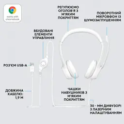 Навушники Logitech H390 USB White (981-001286) - мініатюра 6