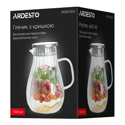 Глечик ARDESTO Iceberg, 1500мл, боросилікатне скло, нержавіюча сталь, прозорий (AR2615GA) - мініатюра 5
