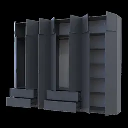 Розпашна Шафа для одягу Doros Лукас Графіт 3+4 ДСП 300х50х240 (42005133) - мініатюра 2