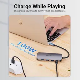 Док-станція USB3.1 Type-C - HDM/USB 3.0х3//PD 100W 5-in-1 Vention (THFHB) - мініатюра 4