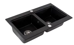 Кухонна мийка гранітна Rea Caddy подвійна black ZLE-00132, Чорний