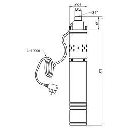 Насос глибинний шнековий Agua 4S QGD2,4-90-0,50 з вбудованим конденсатором (CV035073) - мініатюра 6