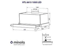 Витяжка вбудована Minola HTL 6615 WH 700 LED - мініатюра 5