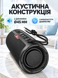 Портативна колонка Bluetooth 5.3 10 Вт акумулятор 1200 мА·год для дому та відпочинку Чорна (37261570) - мініатюра 4