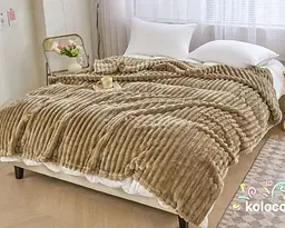 Плед-покривало Koloco Королівський шарпей 16-3 смужка 5 см 200х230 темний беж євро