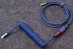 Кабель Keychron Type-A/Type-C Premium Coiled Aviator Cable-Straight Rainbow Palted Blue (CAB6_KEYCHRON) - мініатюра 2