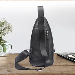 Сумка-слінг чорна шкіряна Tiding Bag F-A25F-5003A - мініатюра 4