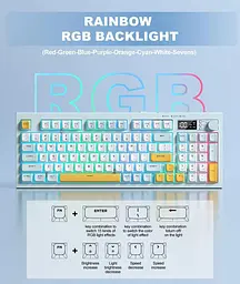 Клавіатура Onikuma ігрова мембранна G-80D бездротова з LED дисплеєм та RGB підсвіткою для ПК і ноутбука білий - мініатюра 6