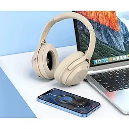 Навушники Bluetooth Hoco W37 Sound Active Noise бежеві - мініатюра 3