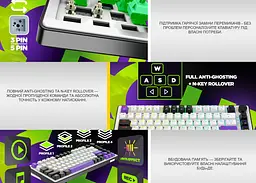 Механічна ігрова клавіатура HATOR HK-75-WV Hellyberry Switch USB White-Violet - мініатюра 10