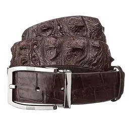 Ремінь чоловічий з натуральної шкіри крокодила коричневий CROCODILE LEATHER 18178 100 см - мініатюра 5