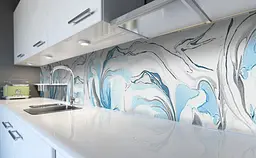 Кухонний фартух Happy Pocket Бірюзовий мармур вініловий для кухні 65х250 см Текстури Блакитний Z183912 - мініатюра 5