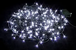 Гірлянда світлодіодна нитка на ялинку Біла 35м. 500 LED від мережі чорний провід
