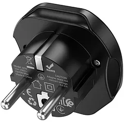 Мережевий універсальний перехідник Hoco AC6 3in1 EU Black - мініатюра 3