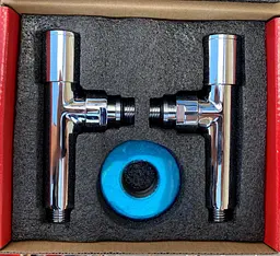 Комплект кранів радіаторних Karro KR7159 кутових подовжених 1/2" Chrome 30412 - мініатюра 2