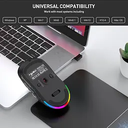 Комп'ютерна миша HYSJ Т90 бездротова, безшумна з акумулятором 2,4G+Bluetooth Black - мініатюра 2
