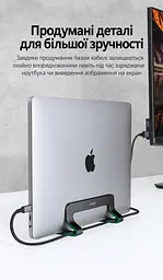 Вертикальная подставка для ноутбука UGREEN LP258 с регулировкой ширины 12–26 мм для устройств толщиной менее 26 мм с настройкой без инструментов с пазами для кабелей с силиконовой защитой от скольжения и царапин с открытой конструкцией для вентиляции чёрная (25706) - миниатюра 6