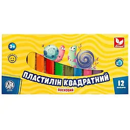 Пластилін восковий Школярик, квадратний, 12 кольорів, 230 г (83813908-UA)