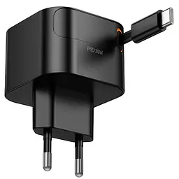 МЗП Hoco C153A Changer With Retractable Cable Type-C PD20W Black - мініатюра 5