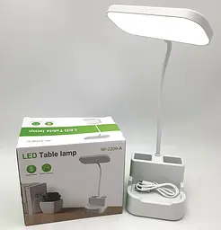 LED-лампа 4W сенсорна світлодіодна гнучка 28 см настільна акумуляторна 1200 мА з органайзером UKC 2209 біла