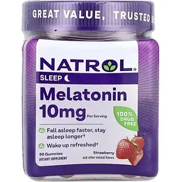 Натуральная добавка Natrol Melatonin 10mg Gummies, 90 желейок клубника