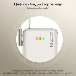 Повербанк 10000mAh Choetech B735 White QC3.0 PD3.0 бездротова магнітна зарядка, вбудований кабель, підставка (43-00150) - мініатюра 9
